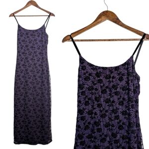 Vintage Purple Floral Maxi Slip Dress